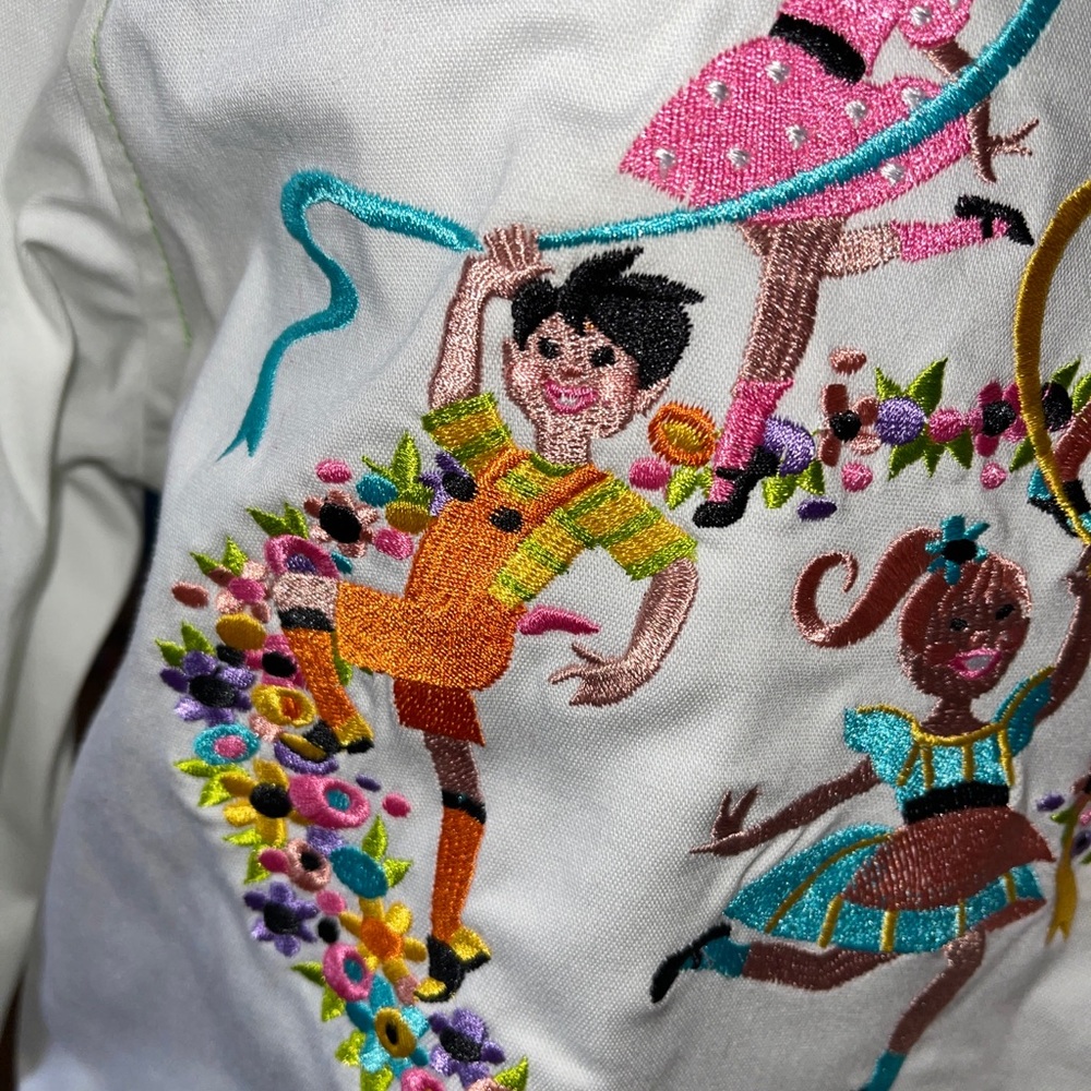 Bob Mackie XS Wearable Art May Pole Shirt White - Picture 9 of 12